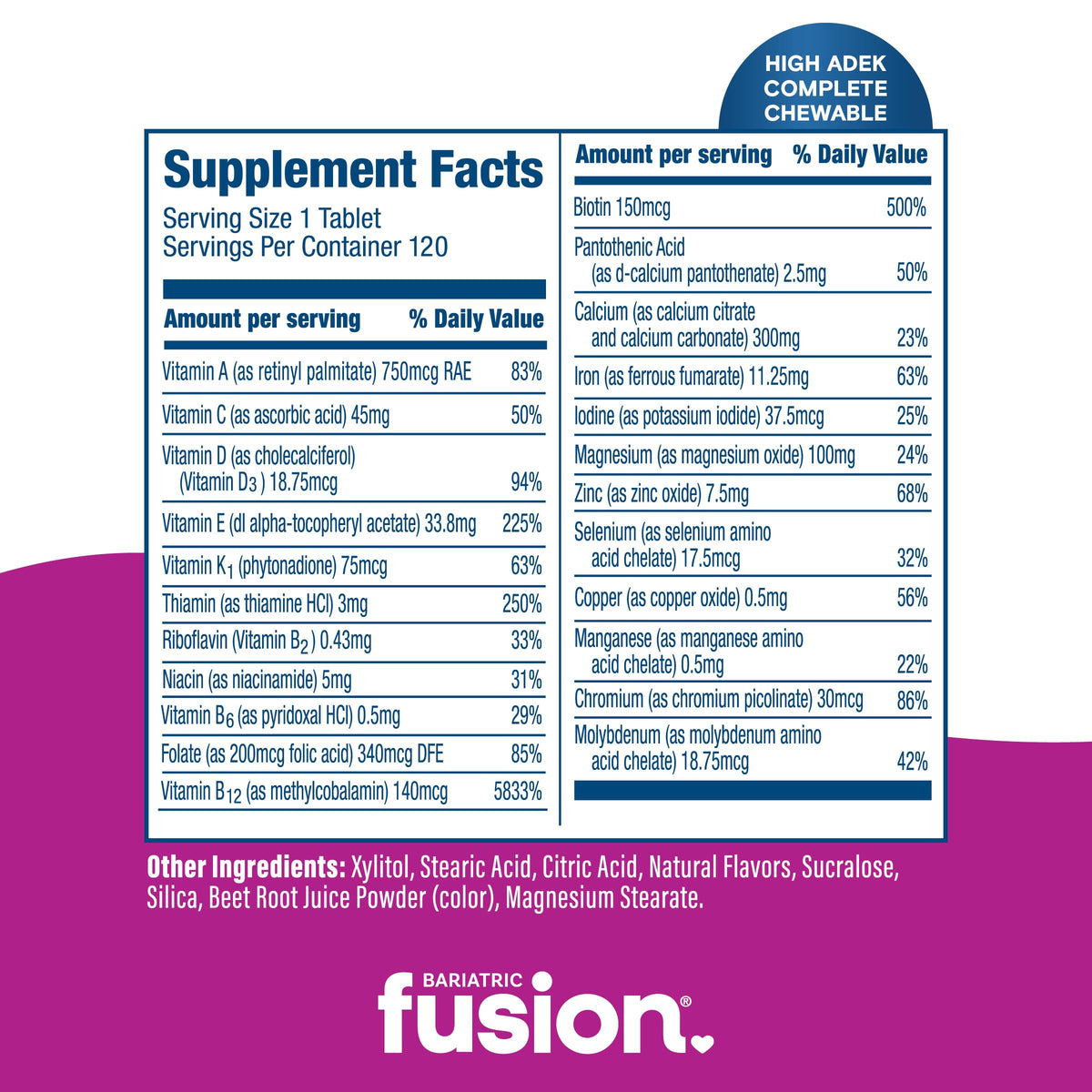 Comprimés de multivitamines Bariatric Fusion dans un bol