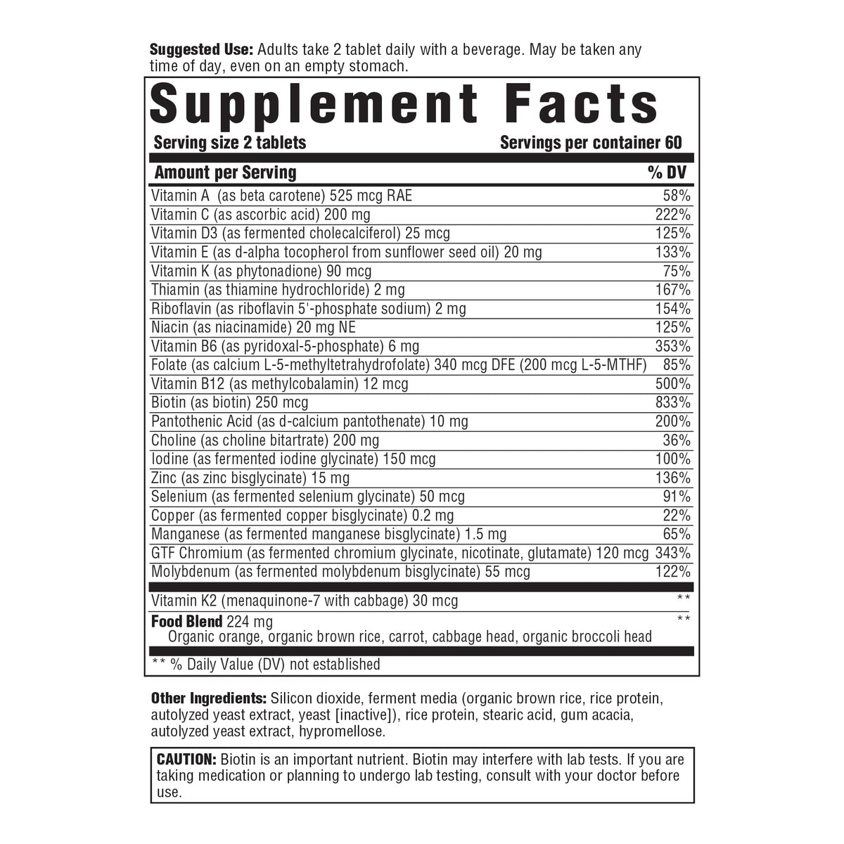 Comprimés de multivitamines Innate Response Formulas pour hommes 40+