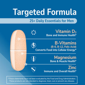 Comprimés de multivitamines Sentry Men de 21st Century sur fond blanc