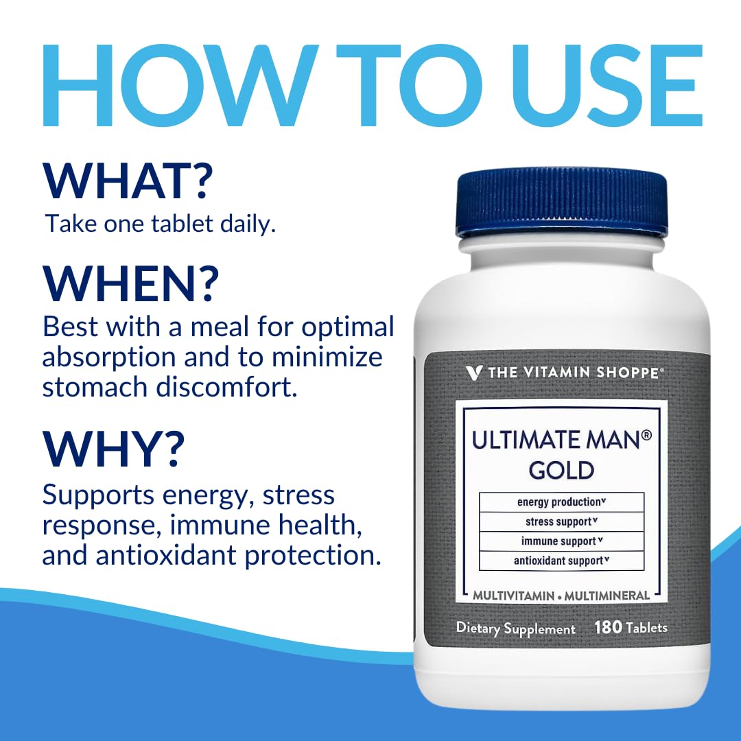 Comprimés de multivitamines Ultime Homme de The Vitamin Shoppe sur une table