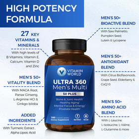 Comprimés de Multivitamines Ultra 360 de Vitamin World sur fond blanc