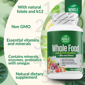 Comprimés de multivitamines Whole Nature en premier plan