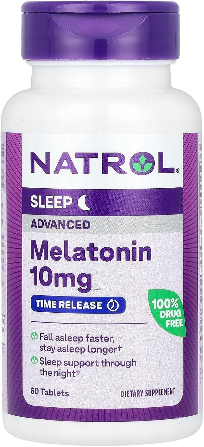 Comprimés de Natrol Melatonine Avancée sur une table