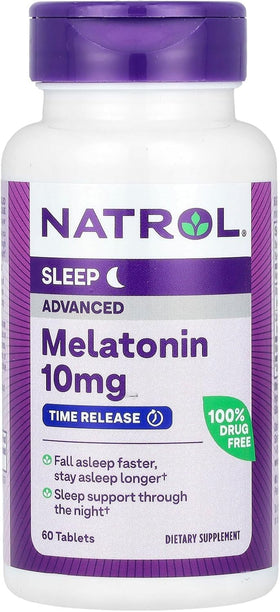 Comprimés de Natrol Melatonine Avancée sur une table