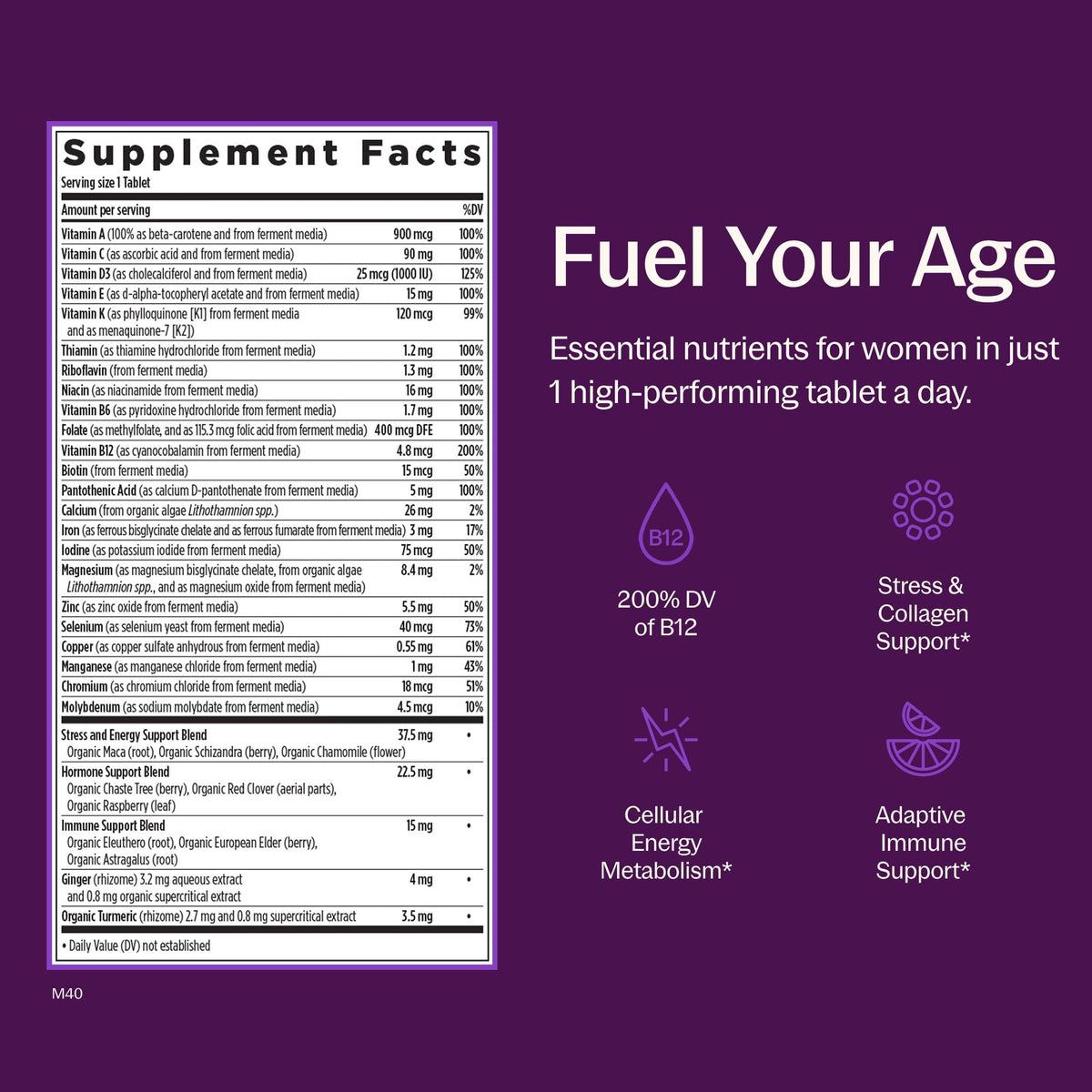 Comprimés de New Chapter Multivitamine Femme sur fond blanc