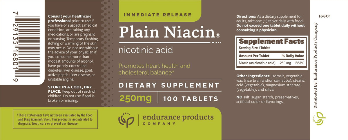 Comprimés de niacine use Products 250mg sur fond blanc