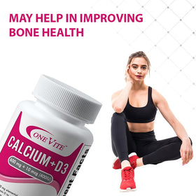 Comprimés de ONE VITE Calcium + D3 sur une surface blanche