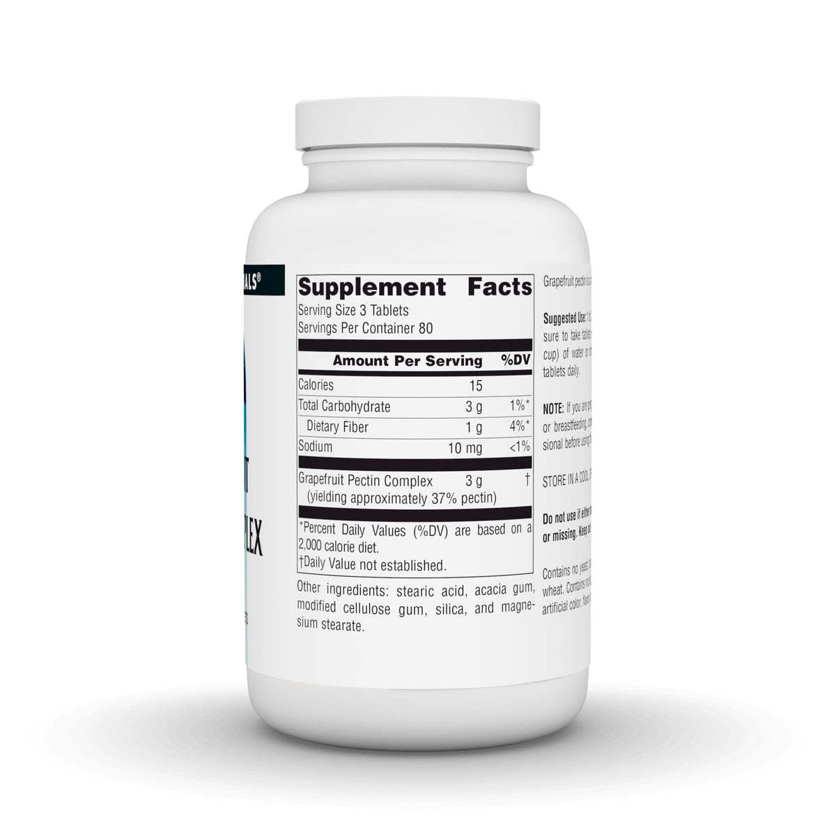 Comprimés de pectine de pamplemousse Source Naturals sur une surface blanche