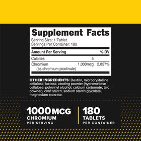 Comprimés de Picolinate de Chrome Primaforce 1000mcg sur une surface blanche