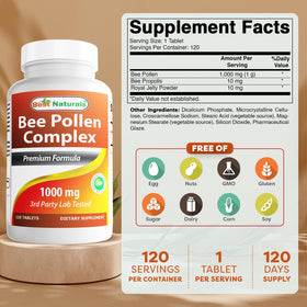 Comprimés de pollen d'abeille Best Naturals - Détail des ingrédients
