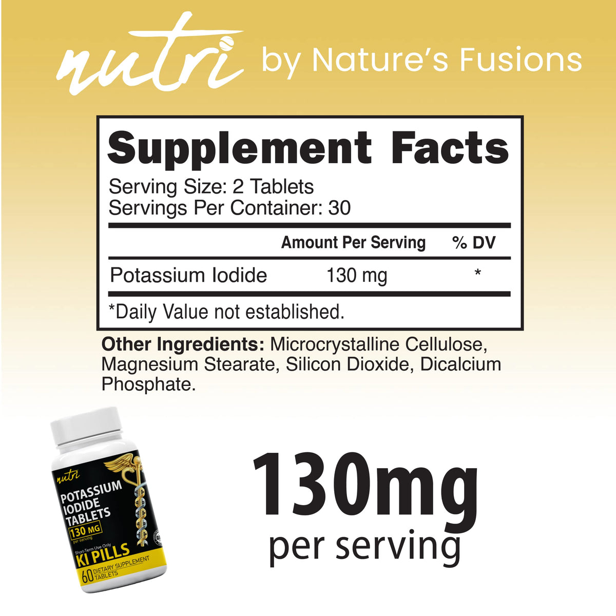 Comprimés de potassium iodé Nature's Fusions 130 mg divisés en deux