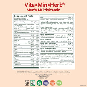 Comprimés de PURE SYNERGY Vita·Min·Herb sur fond blanc
