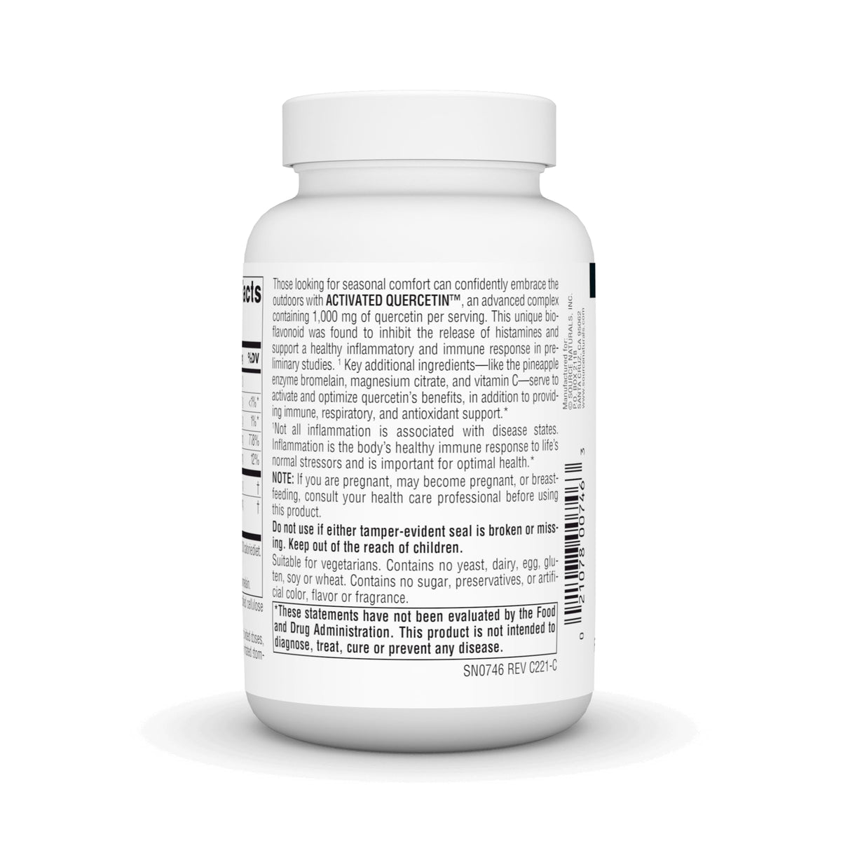 Comprimés de Quercétine Activée de Source Naturals, présentation