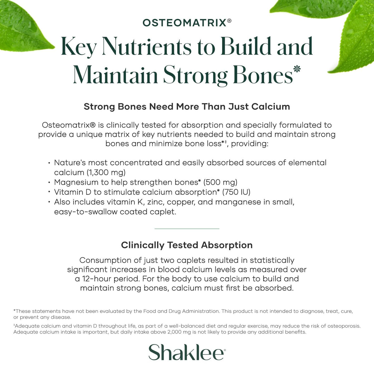 Comprimés de Shaklee OsteoMatrix® dans une main