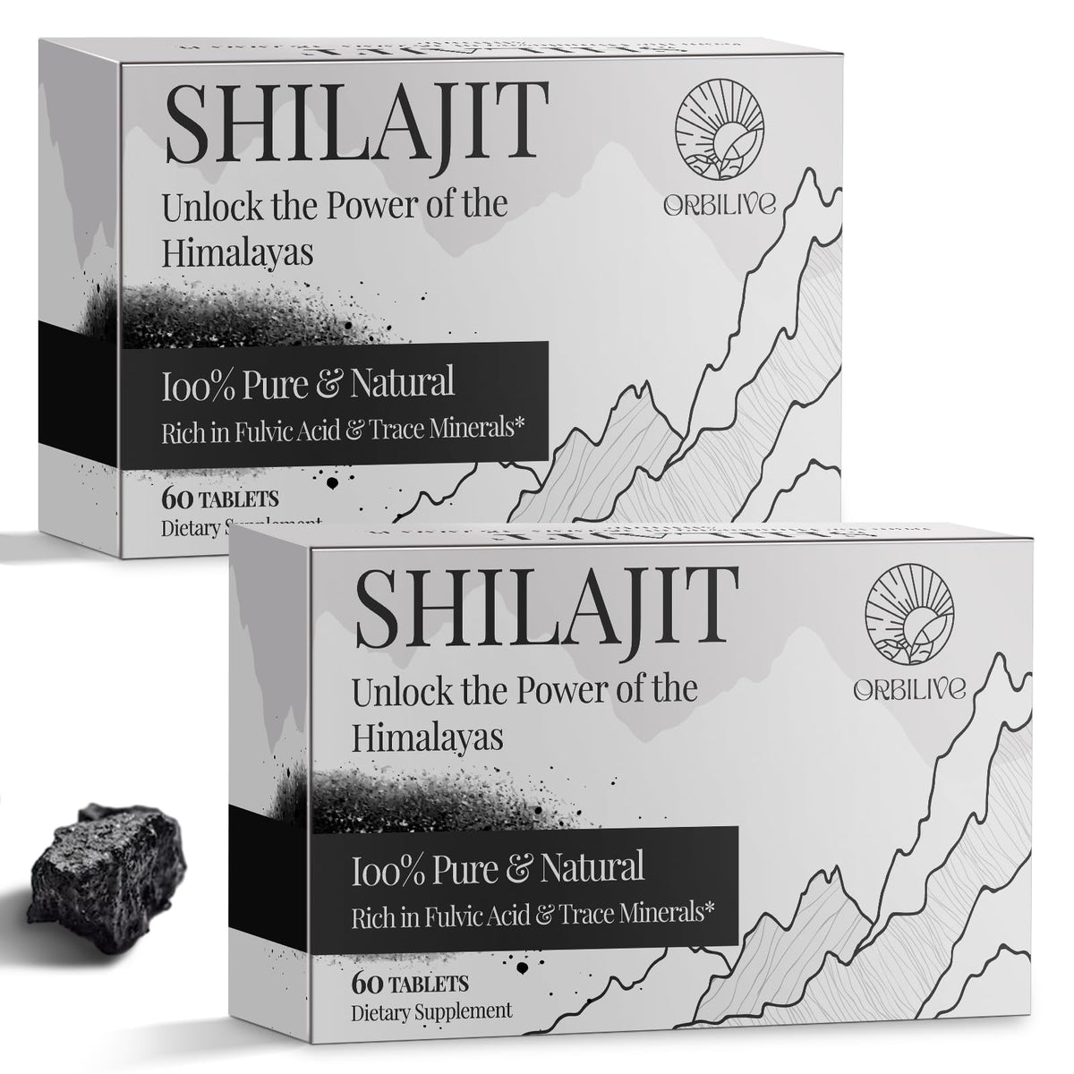 Comprimés de Shilajit ORBILIVE 1000 MG, vue de face