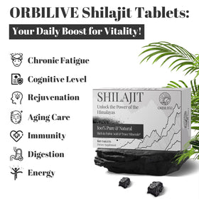 Comprimés de Shilajit ORBILIVE dans une main