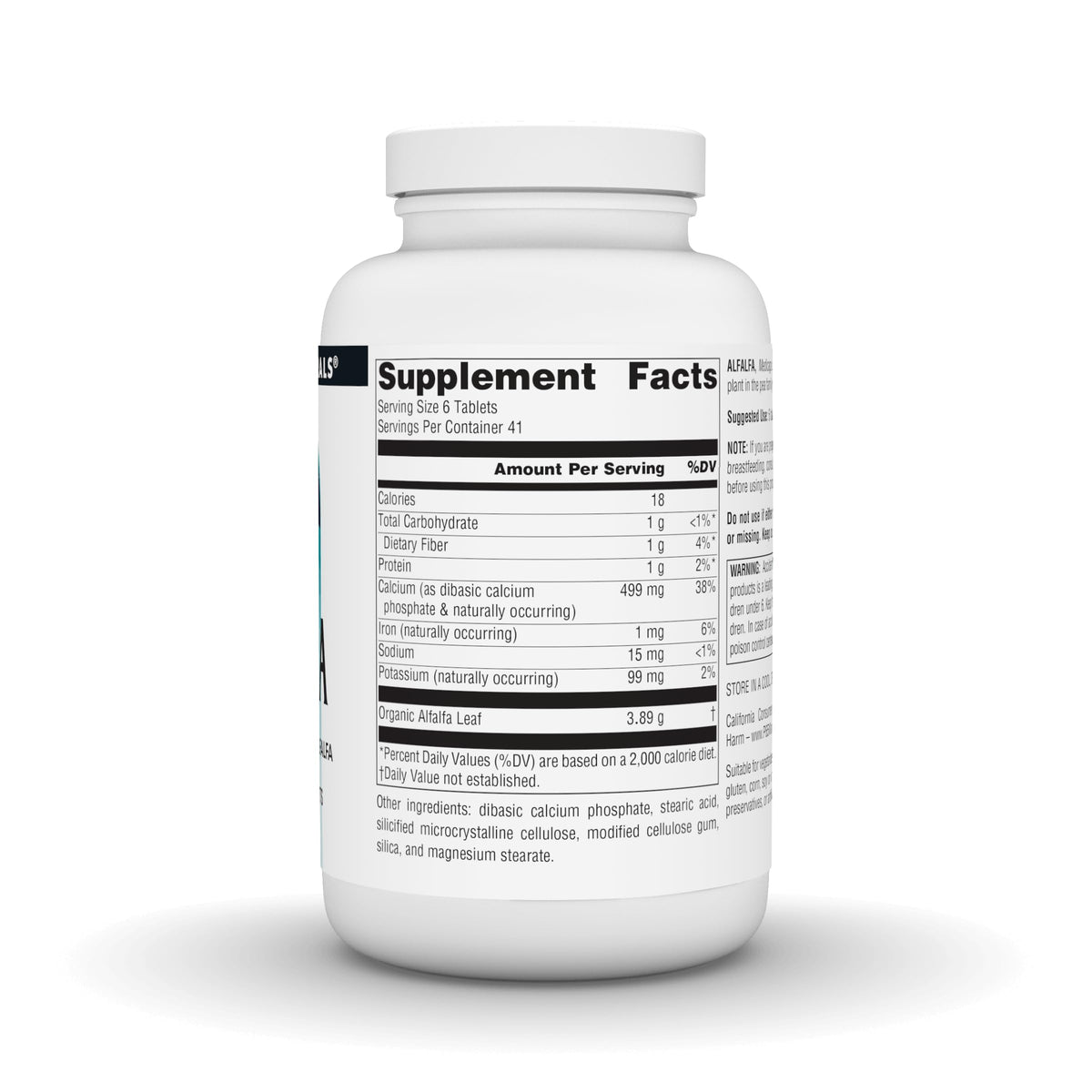 Comprimés de Source Naturals Alfalfa sur fond blanc