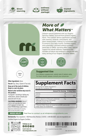 Comprimés de Spiruline Bio Micro Ingredients dans une main