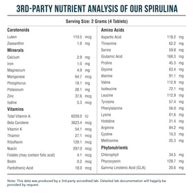 Comprimés de Spiruline Bio Triquetra Health sur une table