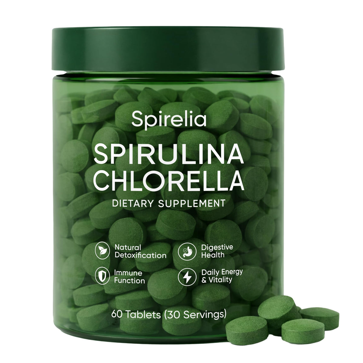 Comprimés de Spiruline et Chlorelle Art anime, vue de l'avant