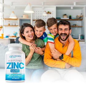Comprimés de sulfate de zinc P Puregen Labs sur fond blanc