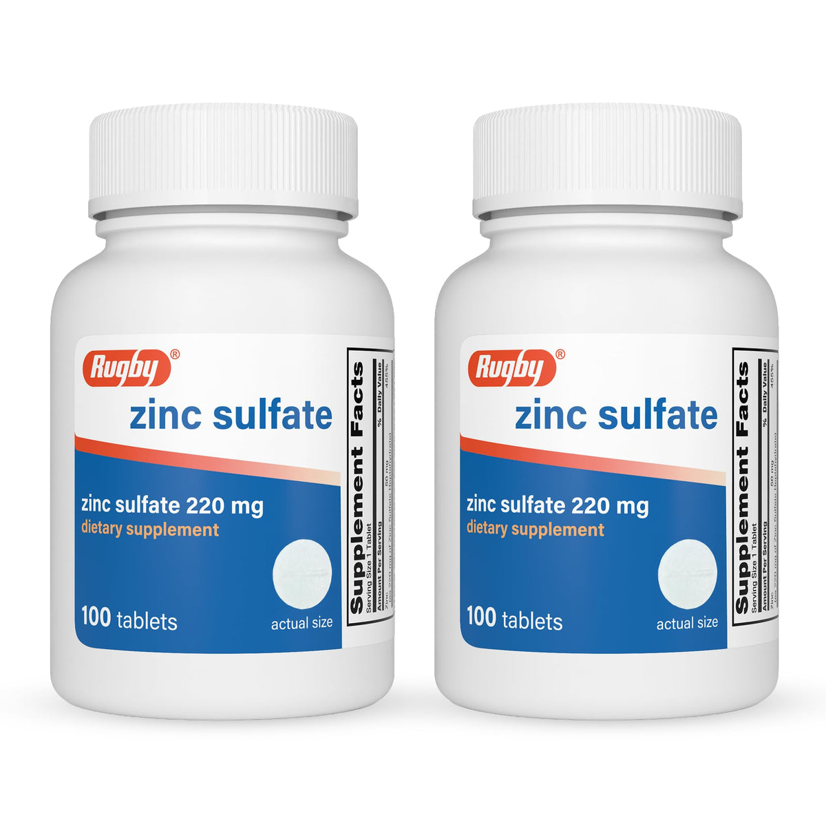 Comprimés de sulfate de zinc RUGBY LABORATORIES en bouteille