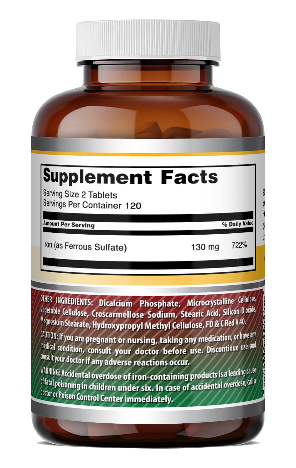 Comprimés de sulfate ferreux Amazing Nutrition sur fond blanc