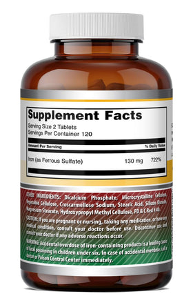 Comprimés de sulfate ferreux Amazing Nutrition sur fond blanc