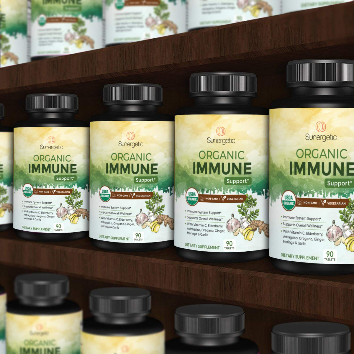 Comprimés de Sunergetic avec une cuillère pour dosage