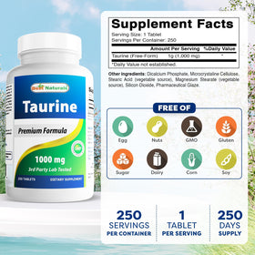 Comprimés de taurine Best Naturals à vue de près