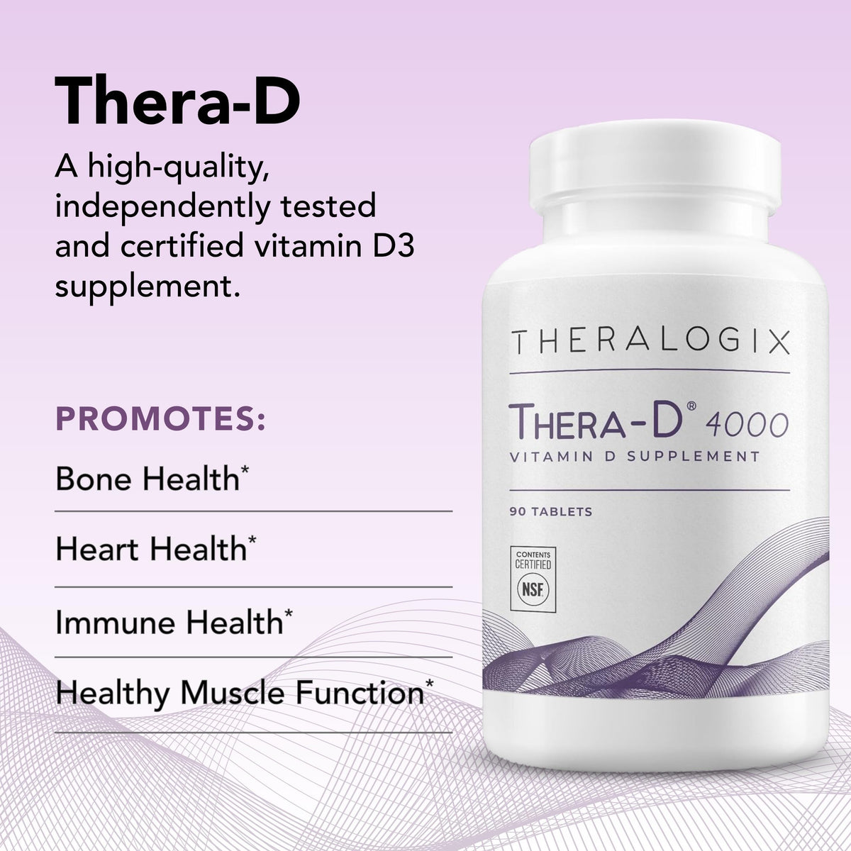 Comprimés de Theralogix Thera-D 4000 sur fond blanc
