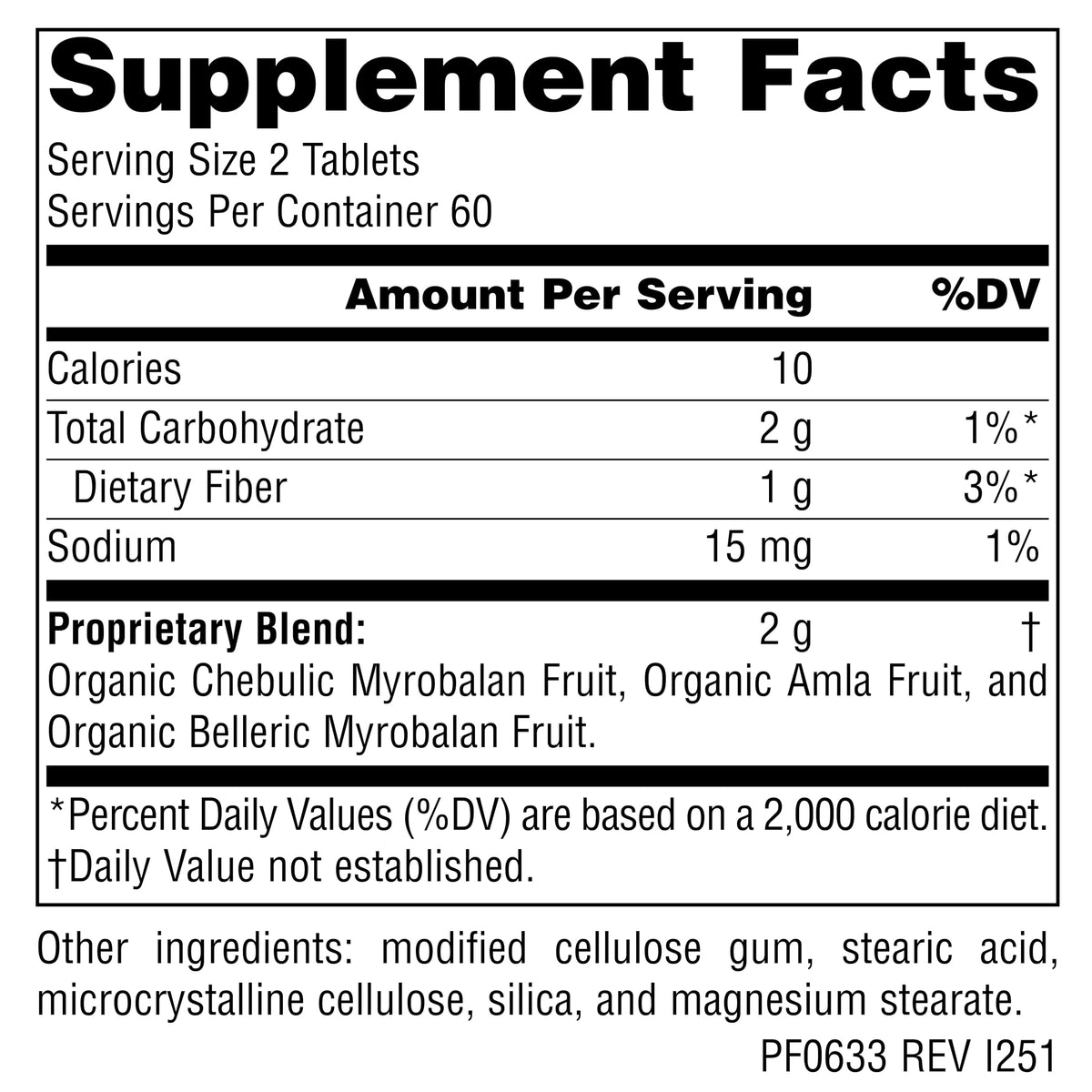 Comprimés de Triphala Gold 1000mg sur une surface blanche