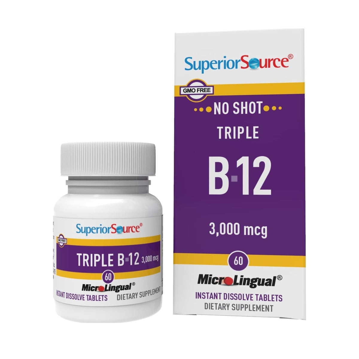Comprimés de vitamine B12 3 000 mcg de quality Source en boîte
