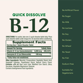 Comprimés de vitamine B12 Nature's Bounty sur une table