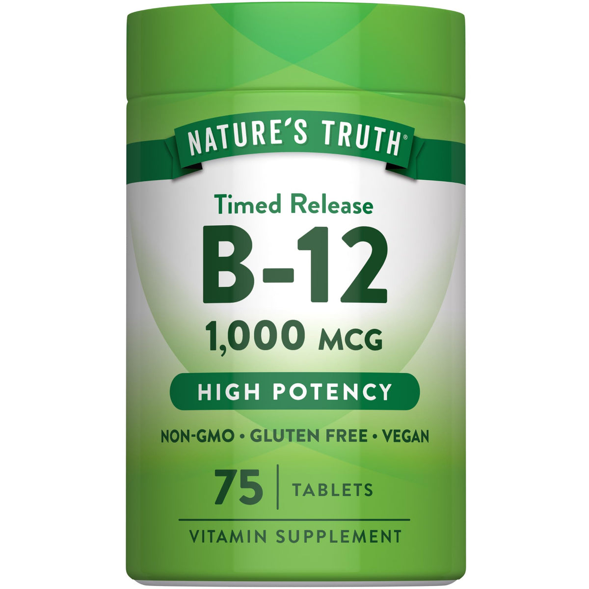 Comprimés de Vitamine B12 Nature's Truth 1000 mcg vue de face