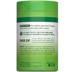 Comprimés de Vitamine B12 Nature's Truth ouverts avec informations nutritionnelles