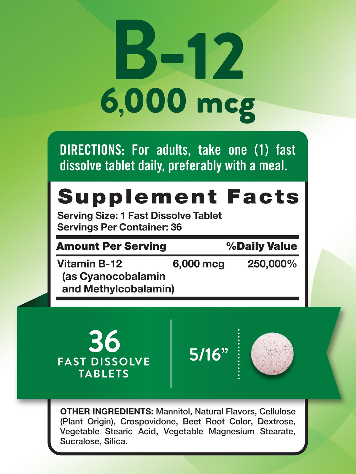 Comprimés de vitamine B12 Nature's Truth sur fond blanc