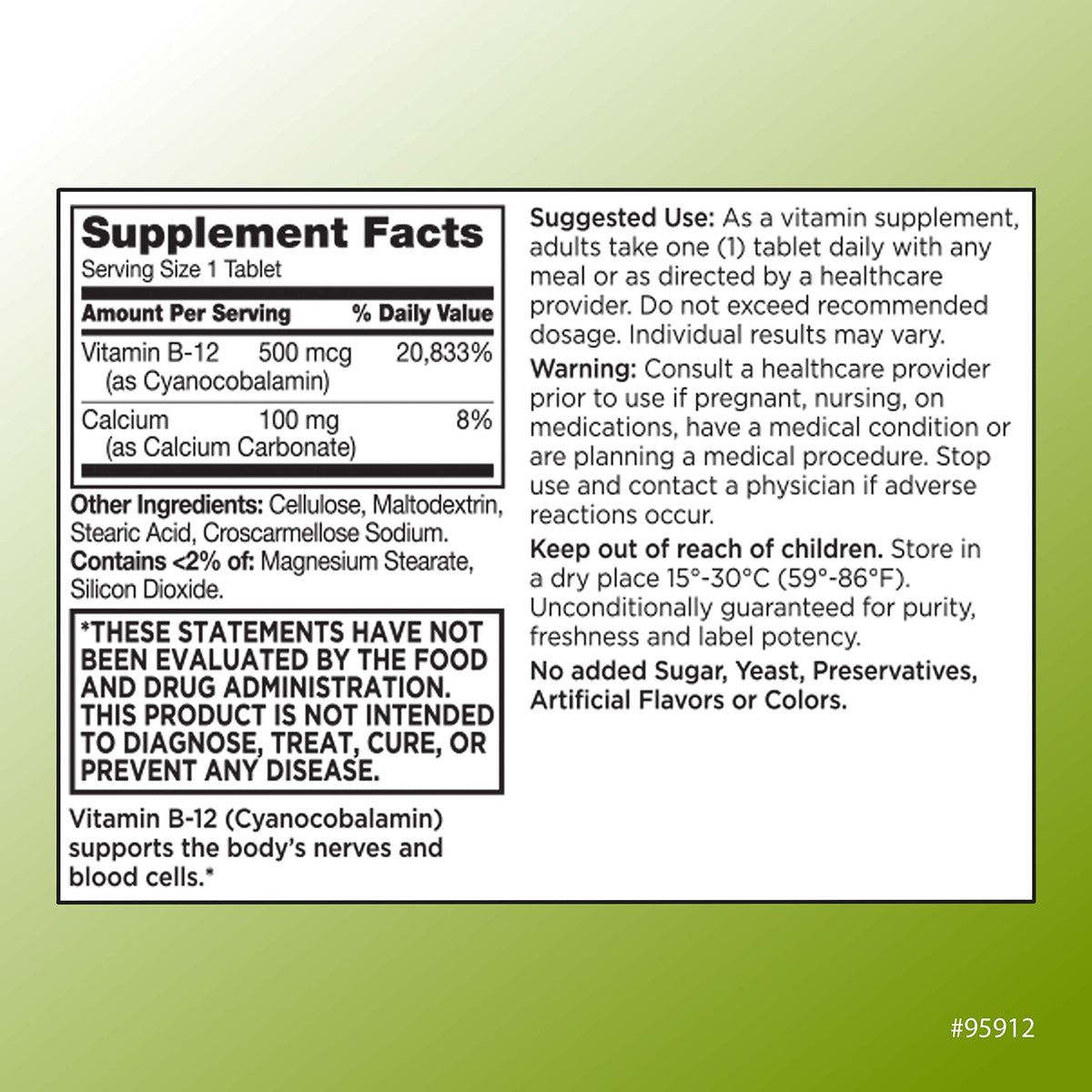 Comprimés de Vitamine B12 Quality Choice en format tablette
