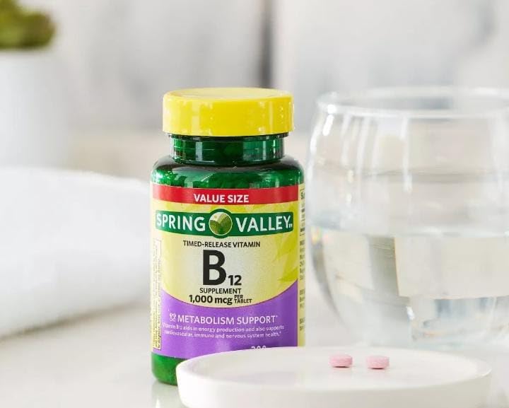 Comprimés de vitamine B12 Spring Valley enrobés pour une ingestion facile