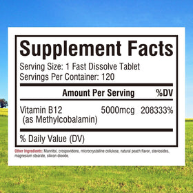 Comprimés de vitamine B12 sublinguaux Innate Vitality sur fond blanc