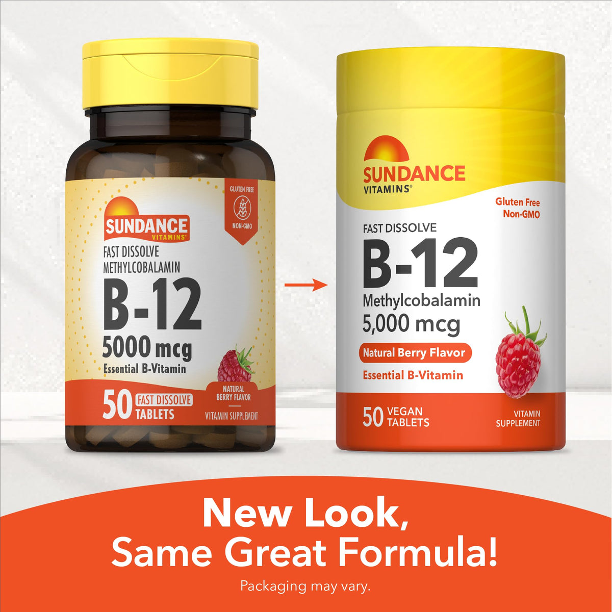 Comprimés de Vitamine B12 Sundance avec étiquette de composition