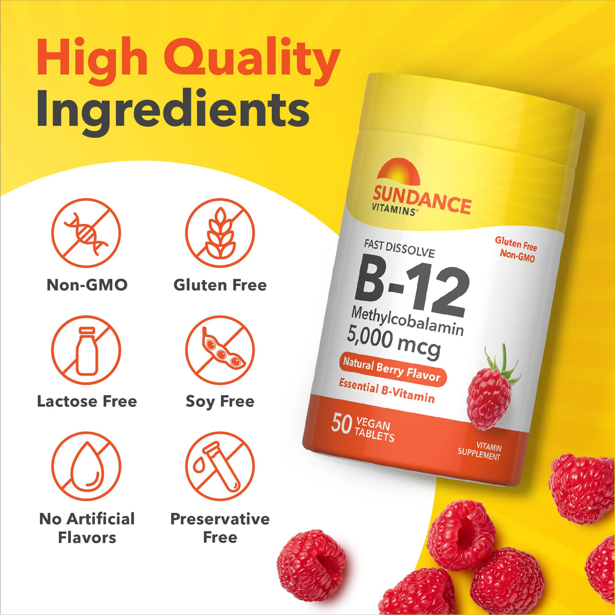 Comprimés de Vitamine B12 Sundance en boîte ouverte