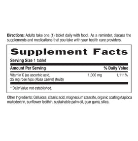 Comprimés de Vitamine C 1 000 mg sur fond blanc