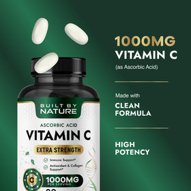 Comprimés de Vitamine C 1000mg Built by Nature, vue de côté