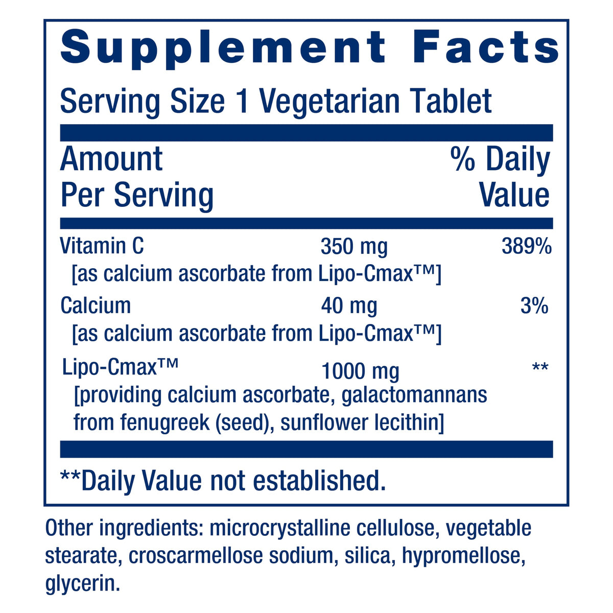 Comprimés de Vitamine C 24h Liposomal Life Extension sur une surface blanche