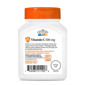 Comprimés de Vitamine C 500mg à libération prolongée de 21st Century, présentation du produit
