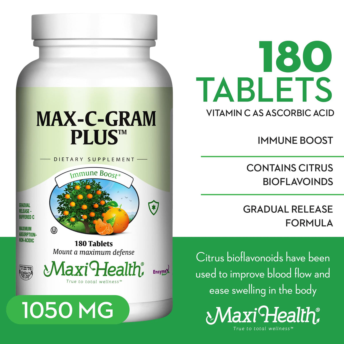 Comprimés de Vitamine C Maxi Health avec une cuillère