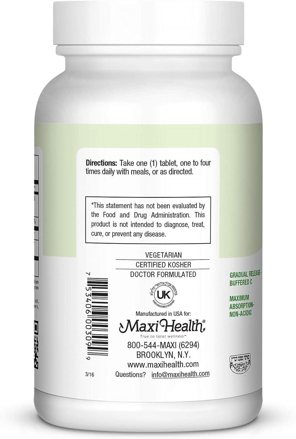 Comprimés de Vitamine C Maxi Health sur une table