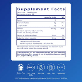 Comprimés de vitamine C Pure Encapsulations avec saveur orange-fraise