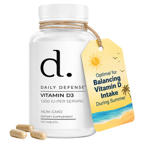 Comprimés de vitamine D3 1500 UI Daily Defense en vue de face